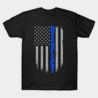 Respect Thin Blue Line Flag T-Shirt